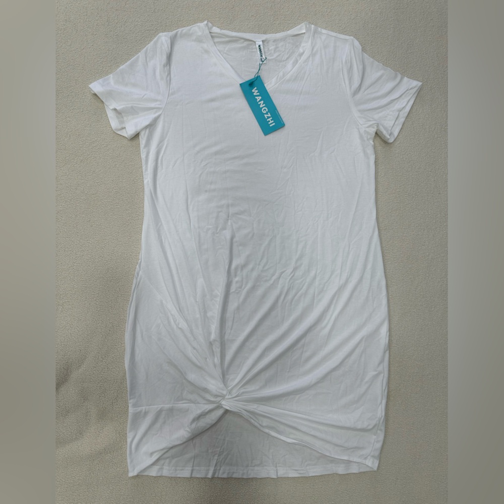 White V-Neck Women Top Short Sleeve L.